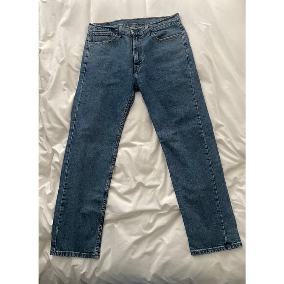 Levi's 505 Medium Stonewash Regular Fit Denim Jeans Men's 36x32 - Picture 1 of 7